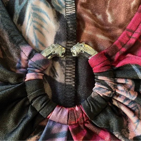 GUESS Women's Jazzi Kimono Sleeves Dawn Of Rose Print Black Bodysuit Size XS - Picture 5 of 12